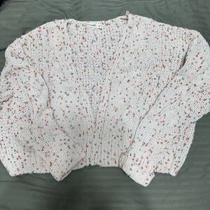 Popcorn sweater with lots of tiny bits of color